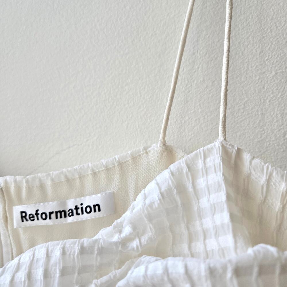 Reformation Catarina White Mini Babydoll Tent Summer Dress Womens Large XL EUC - Picture 6 of 12